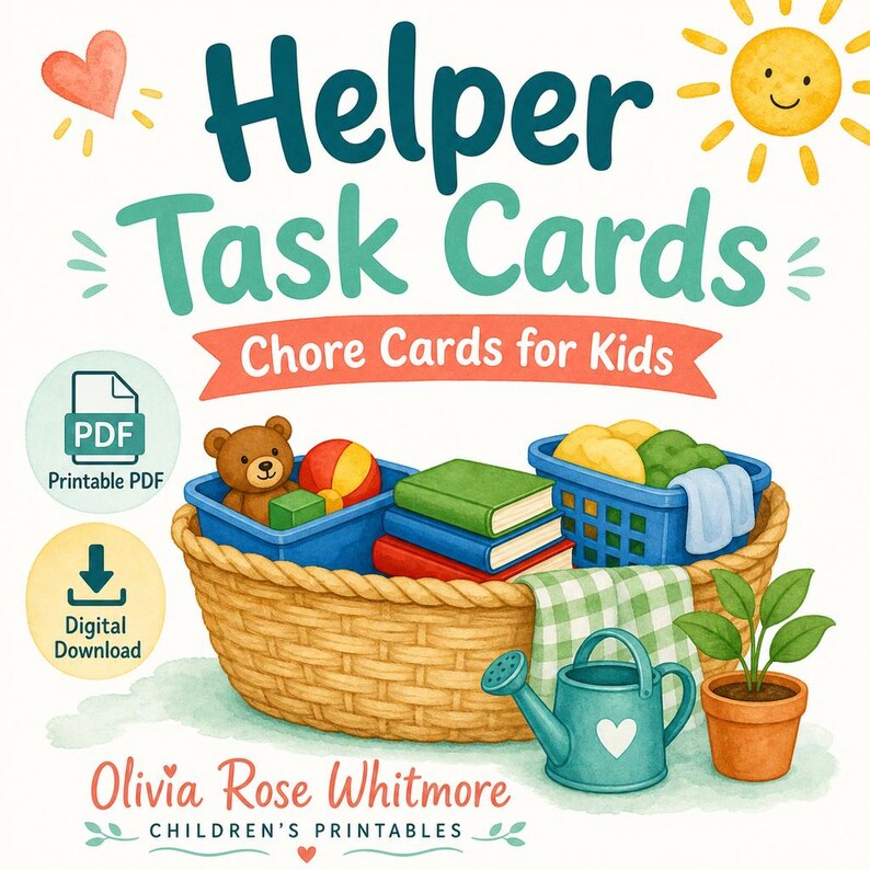 Taakkaarten voor helpers | Karweikaarten voor kinderen | Afdrukbare pdf | Digitale download afbeelding 1