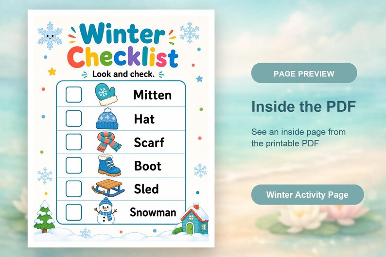 Aktivitetssidor med vinterunder | Vinteraktivitetsblad | Utskrivbar PDF | Digital nedladdning bild 10