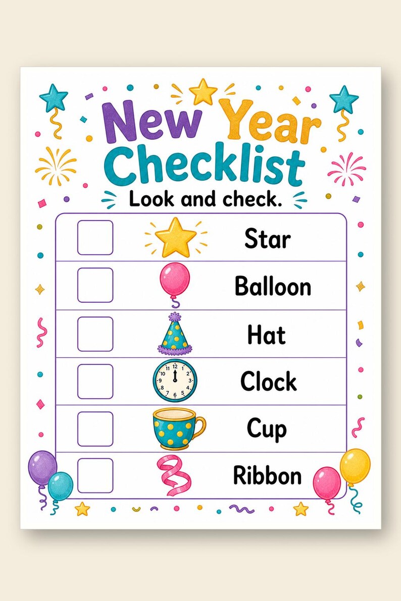 Sparkle Neujahrs-Tätigkeitsseiten | Neujahrs-aktivitätsblätter | Druckbare PDF | Digitaler Download Bild 9