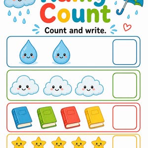 Regenachtige dag drukke pagina's | Regenachtige dagactiviteiten voor kinderen | Afdrukbare pdf | Digitale download afbeelding 5