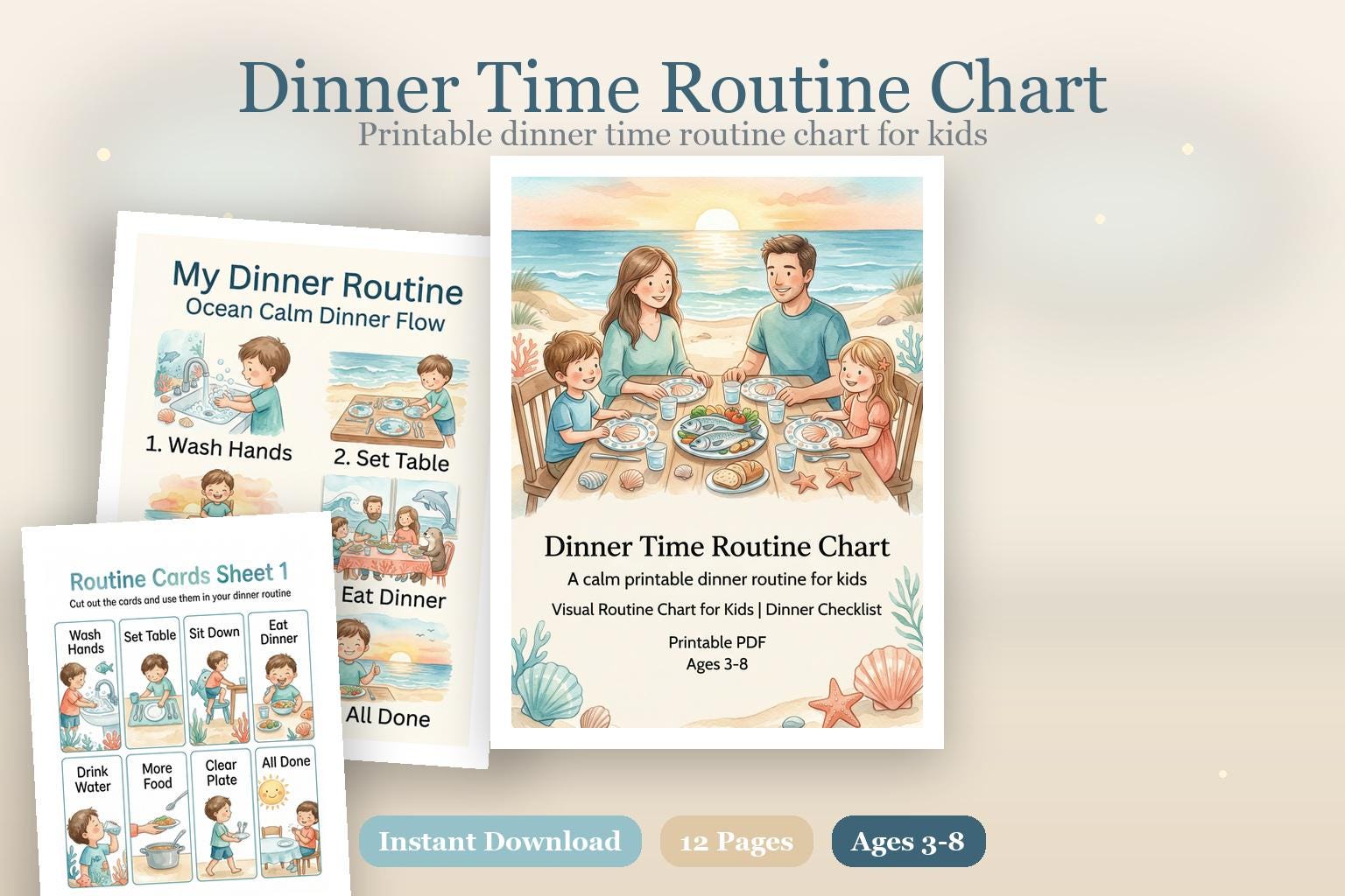 Dinner Time Routine Chart | Visual Routine Chart for Kids | Printable ...