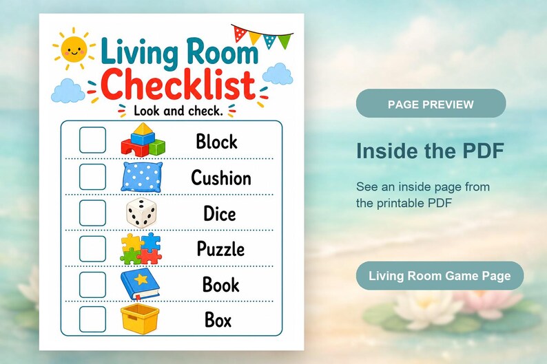 Cushion Game Corner Pages | Living Room Game Pages | Printable PDF | Digital Download image 10