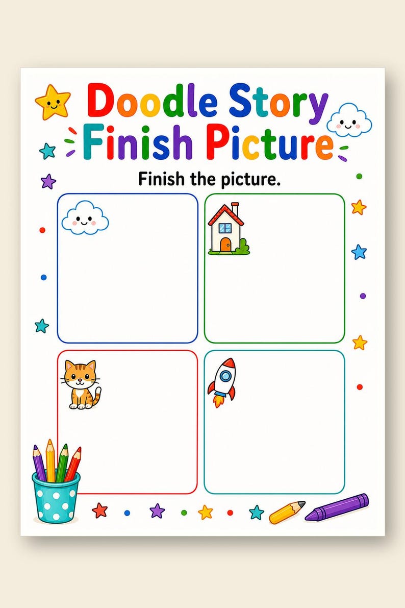 Doodle Story Starters | Drawing Prompts for Kids | Printable PDF | Digital Download image 9