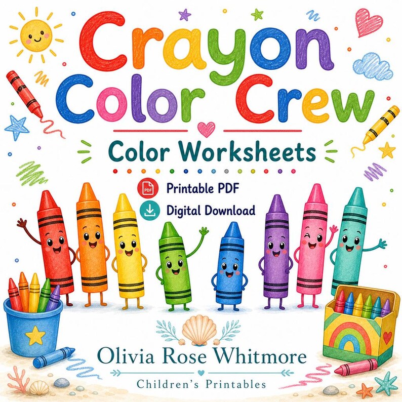 Crayon Color Crew | Color Worksheets | Printable PDF | Digital Download image 1