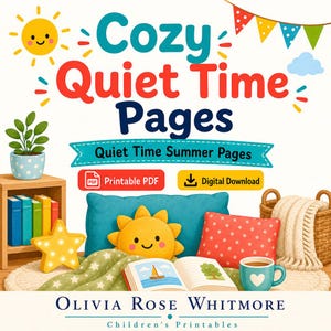 Cosy Quiet Time-pagina's | Zomerpagina's stille tijd | Afdrukbare pdf | Digitale download afbeelding 1