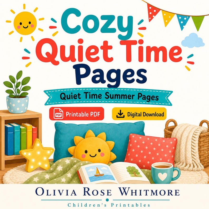 Cosy Quiet Time-pagina's | Zomerpagina's stille tijd | Afdrukbare pdf | Digitale download afbeelding 1