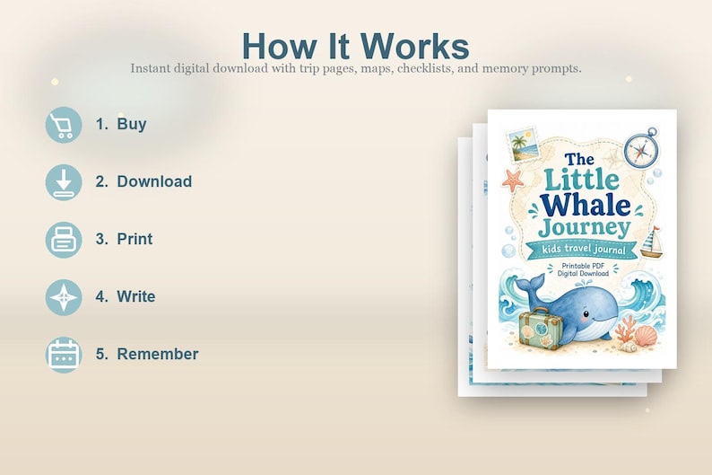 The Little Whale Journey | kids travel journal | Printable PDF | Digital Download image 4