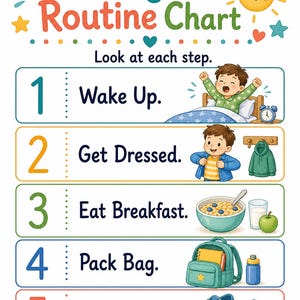 Morgen Bereiter Weg | Morgen-Routine-Diagramm | Druckbare PDF | Digitaler Download Bild 3