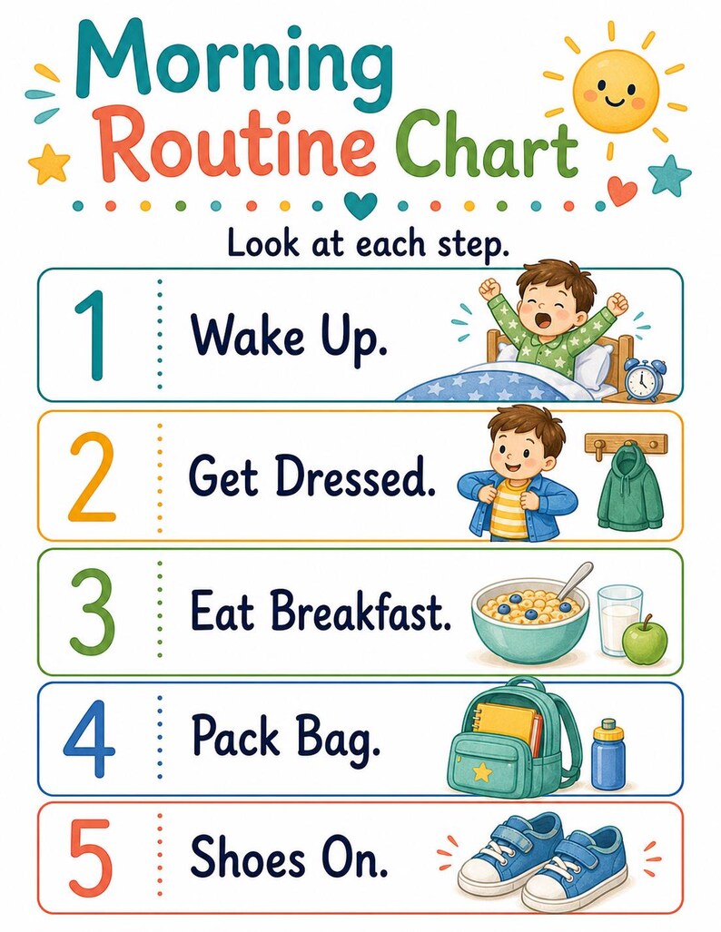 Morgen Bereiter Weg | Morgen-Routine-Diagramm | Druckbare PDF | Digitaler Download Bild 3