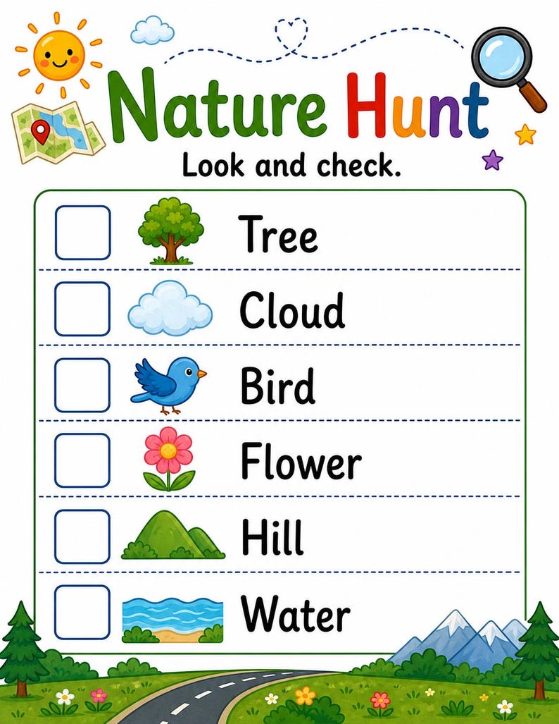 Scavenger Hunt Road-pagina's | Roadtrip-speurtocht | Afdrukbare pdf | Digitale download afbeelding 4