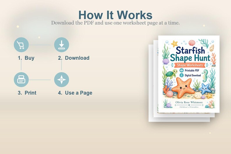 Caça às Estrelas-do-Mar | Folhas de Atividades com Formas | PDF para Imprimir | Download Digital imagem 7