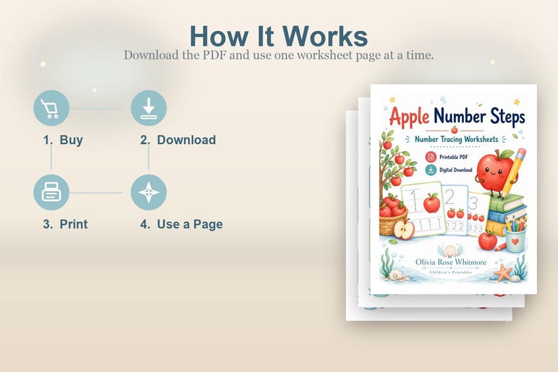 Apple Number Steps | Number Tracing Worksheets | Printable PDF | Digital Download image 8
