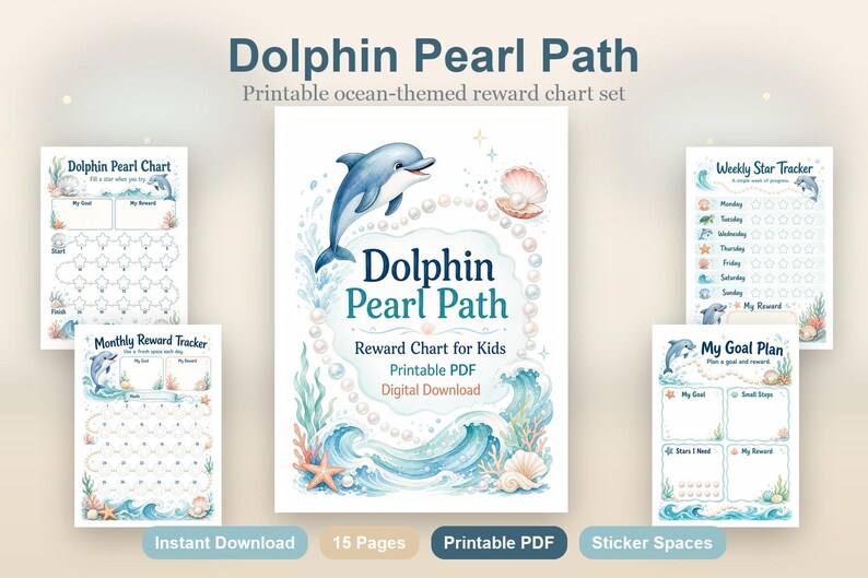 Percorso della Perla del Delfino / Tabella dei Premi per Bambini / PDF Stampabile / Download Digitale immagine 2