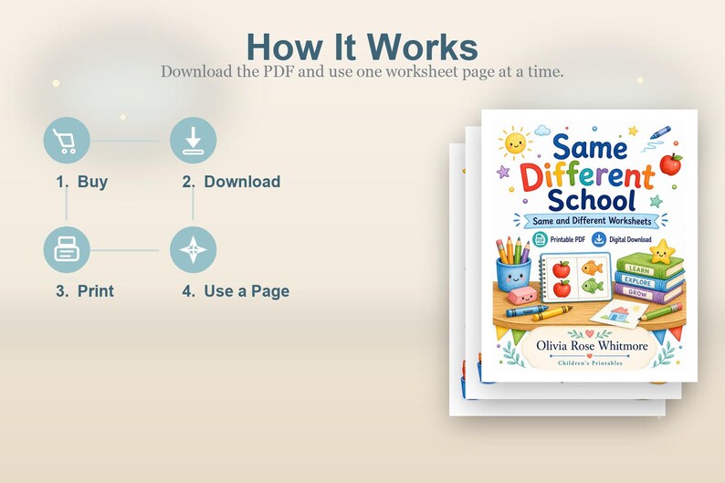 Same Different School | Same and Different Worksheets | Printable PDF | Digital Download image 8