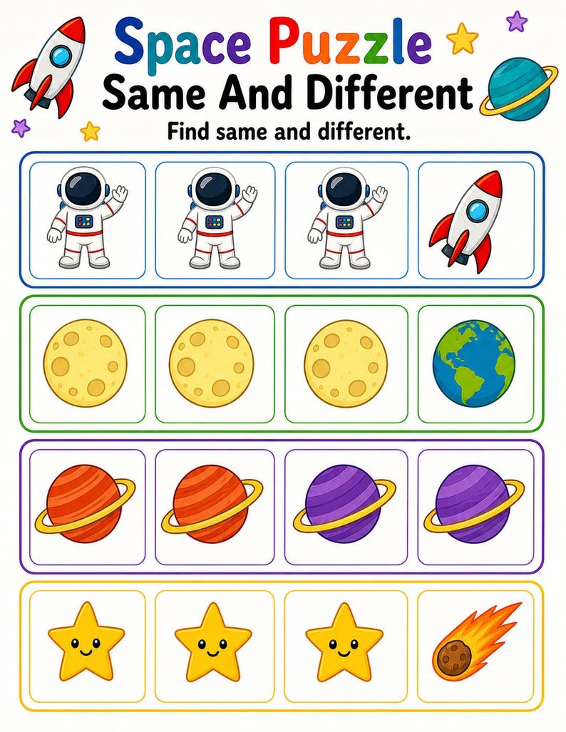 Space Logic Puzzles | Space Activity Sheets | Printable PDF | Digital Download image 5