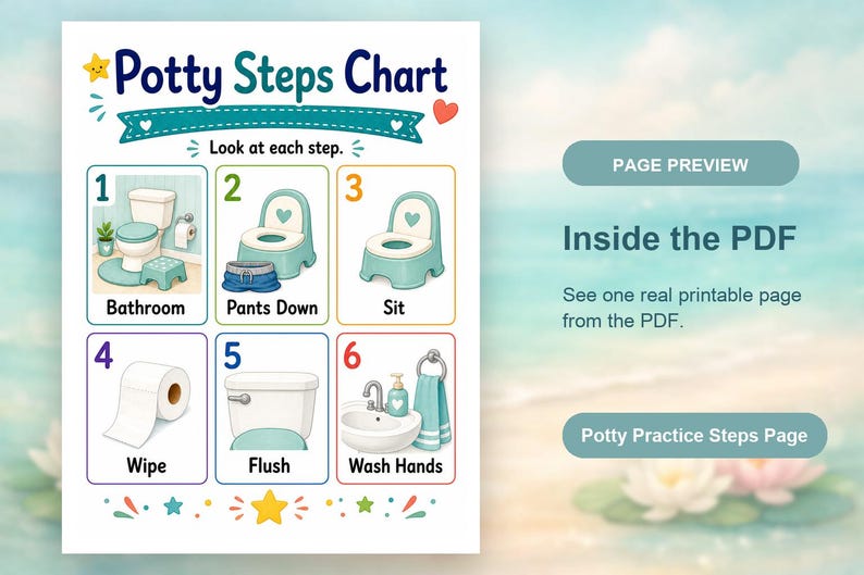 Potty Practice Steps | Potty Training Chart | Printable PDF | Digital Download image 10