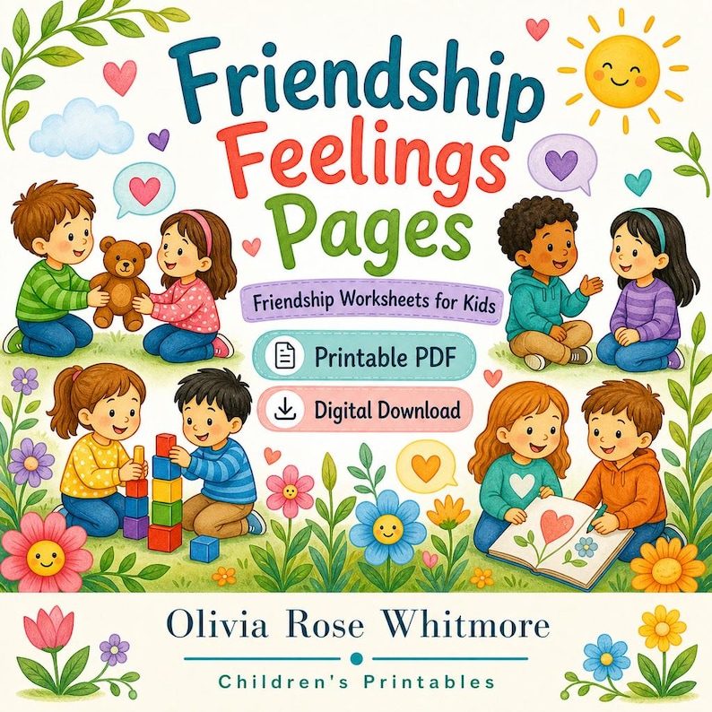 Friendship Feelings Pages | Friendship Worksheets for Kids | Printable PDF | Digital Download image 1