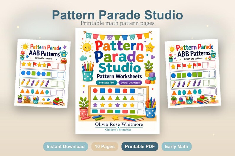 Pattern Parade Studio | Pattern Worksheets | Printable PDF | Digital Download image 2