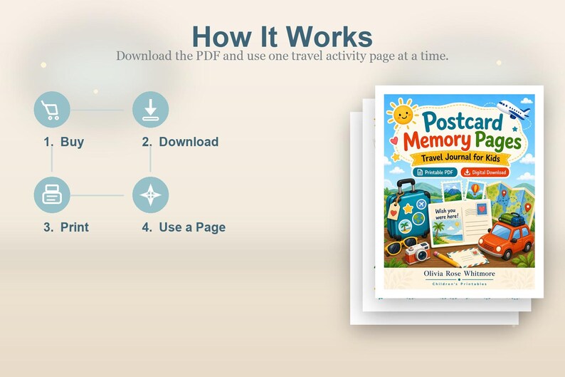 Postcard Memory Pages | Travel Journal for Kids | Printable PDF | Digital Download image 8