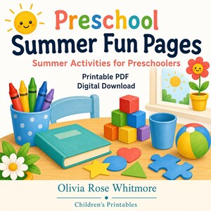Vorschule Sommer Spaß Seiten | Sommer-Aktivitäten für Kinder im Vorschulalter | Druckbare PDF | Digitaler Download Bild 1