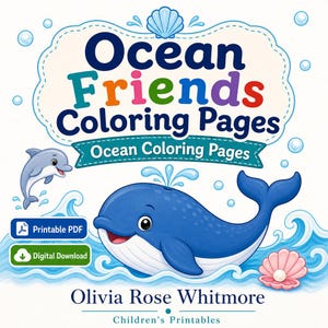 Kleurplaten Ocean Friends | Oceaan kleurplaten | Afdrukbare pdf | Digitale download afbeelding 1