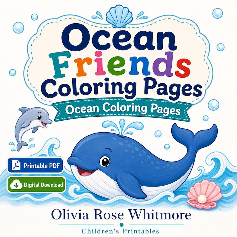 Kleurplaten Ocean Friends | Oceaan kleurplaten | Afdrukbare pdf | Digitale download afbeelding 1