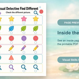 Detective visuele discriminatie | Werkbladen visuele discriminatie | Afdrukbare pdf | Digitale download afbeelding 10