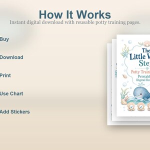 The Little Whale Steps | Tabel zindelijkheidstraining | Afdrukbare pdf | Digitale download afbeelding 4