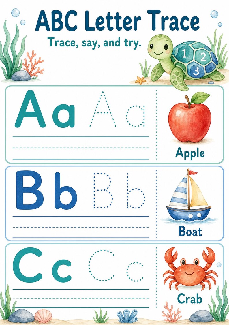 Turtle Number Steps | Preschool Worksheets | Printable PDF | Digital Download image 3