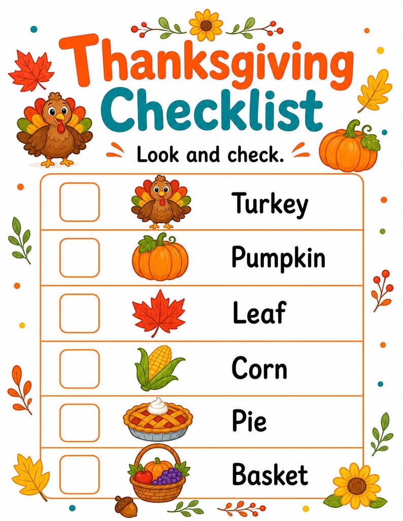 Thankful Turkey Activity Pages | Thanksgiving Activity Sheets | Printable PDF | Digital Download image 4