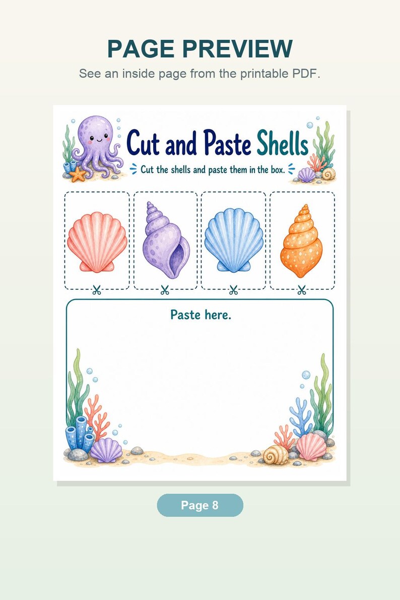 Octopus Scissor Skills | Scissor Skills Worksheets | Printable PDF | Digital Download image 8
