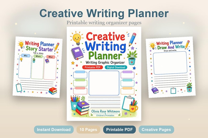 Creative Writing Planner | Writing Graphic Organizer | Printable PDF | Digital Download image 2