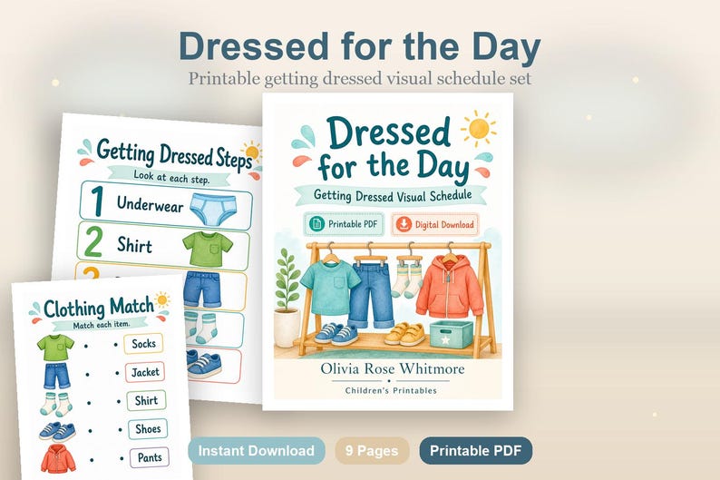 Dressed for the Day | Getting Dressed Visual Schedule | Printable PDF | Digital Download image 2