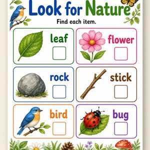 Paseo por la naturaleza / Búsqueda del tesoro en la naturaleza para niños / PDF imprimible / Descarga digital imagen 9