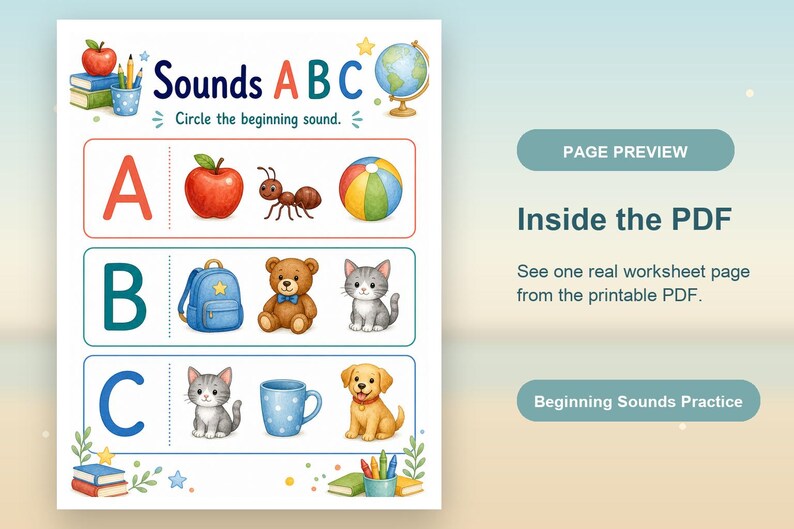 Backpack Beginning Sounds | Beginning Sounds Worksheets | Printable PDF | Digital Download image 10