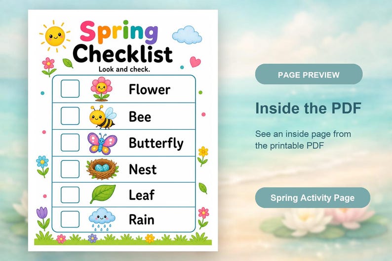 Activiteitenpagina's lentetuin | Activiteitsbladen lente | Afdrukbare pdf | Digitale download afbeelding 10