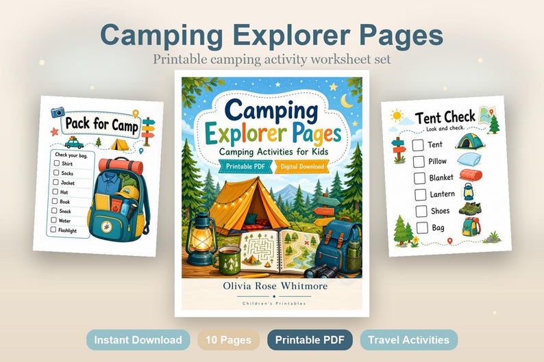 Camping Explorer Pages | Camping Activities for Kids | Printable PDF | Digital Download image 2