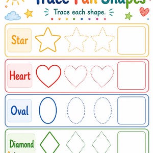 Sunny Shape Builders | Vormwerkbladen | Afdrukbare pdf | Digitale download afbeelding 4
