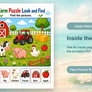 Bauernhof Bilderpuzzle | Farmaktivitätsseiten | Druckbare PDF | Digitaler Download Bild 10