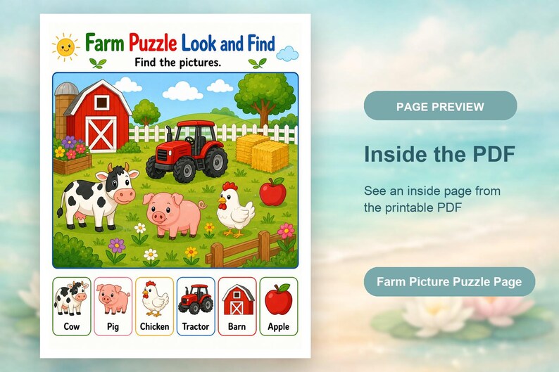 Bauernhof Bilderpuzzle | Farmaktivitätsseiten | Druckbare PDF | Digitaler Download Bild 10