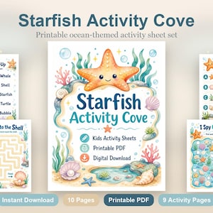 Starfish Activity Cove | Kids Activity Sheets | Printable PDF | Digital Download image 2