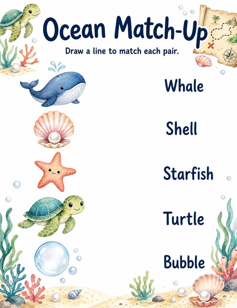 Turtle Treasure Tasks | Kids Activity Sheets | Printable PDF | Digital Download image 3