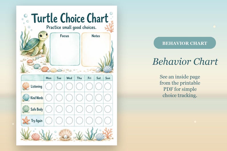 Turtle Good Choice Path | Behavior Chart for Kids | Printable PDF | Digital Download image 6