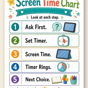 Pasos para controlar el tiempo frente a la pantalla / Tabla de control del tiempo frente a la pantalla / PDF imprimible / Descarga digital imagen 9