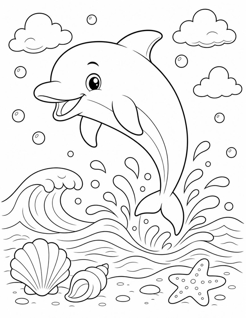 Kleurplaten Ocean Friends | Oceaan kleurplaten | Afdrukbare pdf | Digitale download afbeelding 4