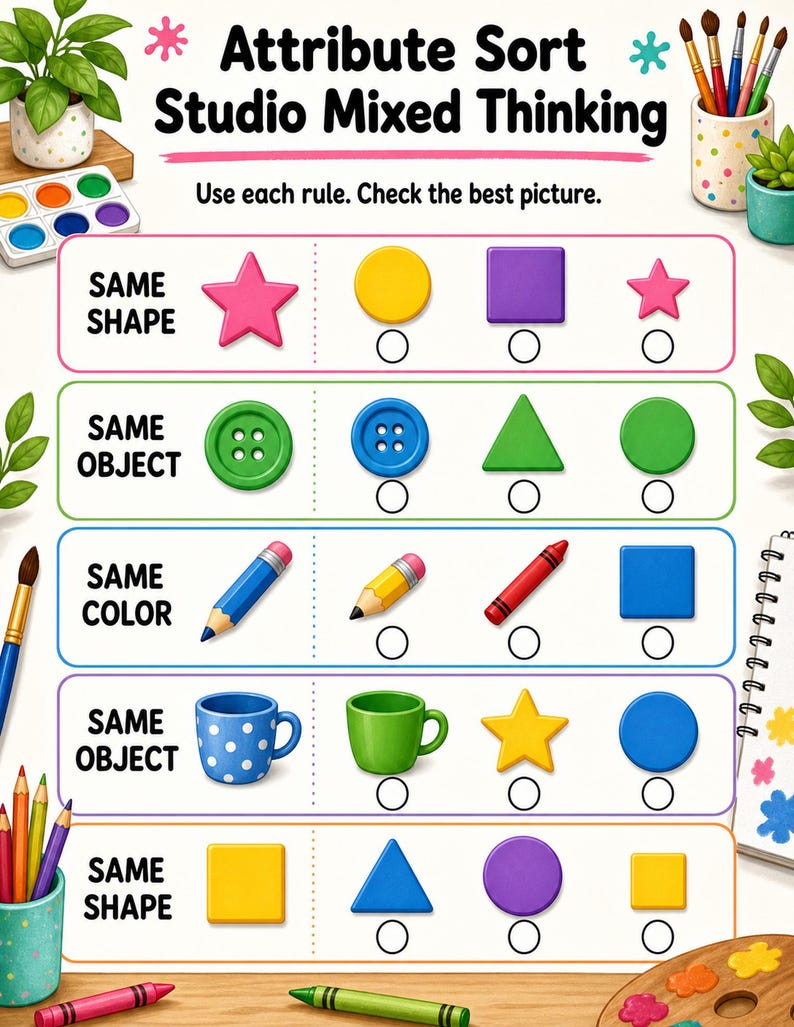 Attribute Sort Studio | Attribute Sorting Worksheets | Printable PDF | Digital Download image 7