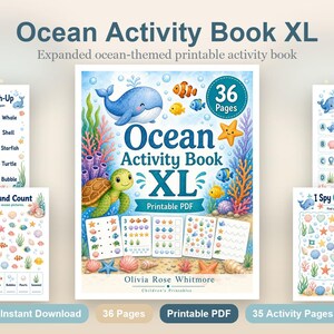 海の生き物アクティビティブックXL｜子供向けアクティビティシート｜印刷可能なPDF｜デジタルダウンロード 画像 2