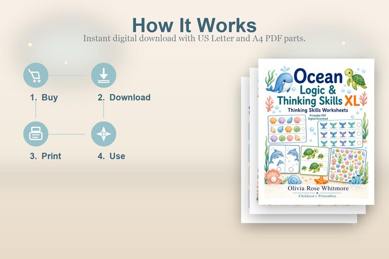 海洋ロジック＆思考スキルXL｜思考スキルワークシート｜印刷可能なPDF｜デジタルダウンロード 画像 8