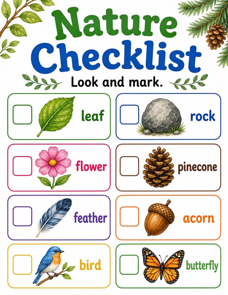 Paseo por la naturaleza / Búsqueda del tesoro en la naturaleza para niños / PDF imprimible / Descarga digital imagen 4