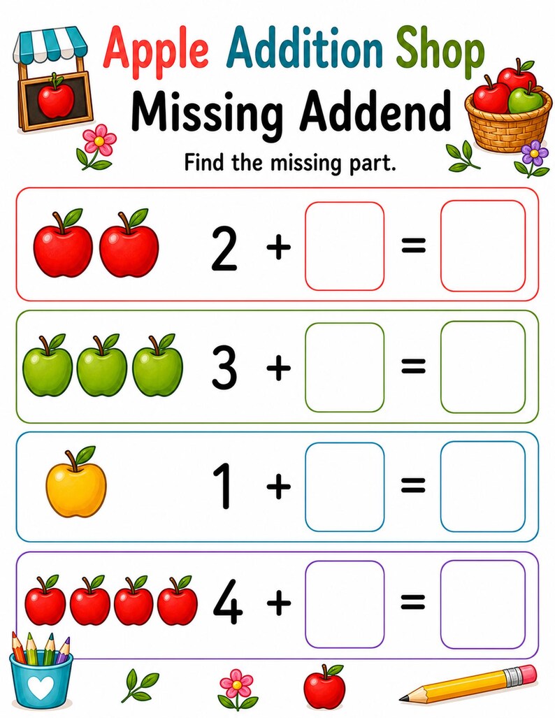 Apple Addition Shop | Additionsblad | Utskrivbar PDF | Digital nedladdning bild 5